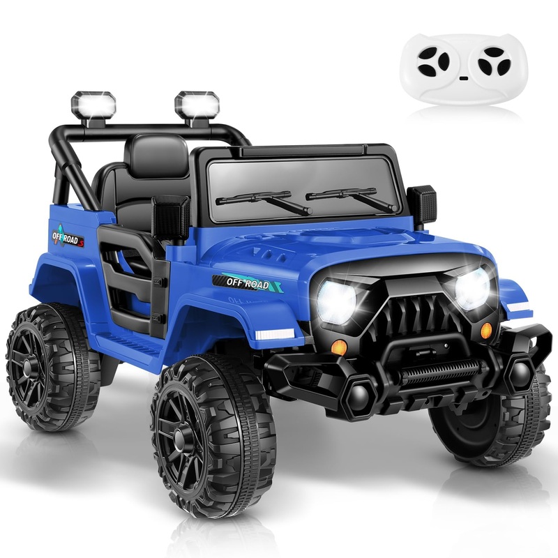 Hikole 12 Volt Ride On Toys For Boys Girls, Battery Powered Cars For Kids W/Remote Control, Led Lights, Bluetooth, Music, 3 Spee