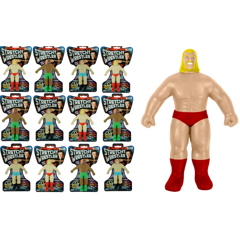 Ja-Ru Super Stretchy Wrestlers Action Figures (12) Squishy Stretch Man. Wrestling Toys For Kids. Stress Relief Fidget. Classic R