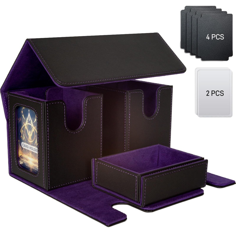 Jeixynik Mtg Deck Box, 3-In-1 Trading Card Storage Box With Dice Tray, 2 Commander Displays & 4 Dividers, Removable Mtg Commande