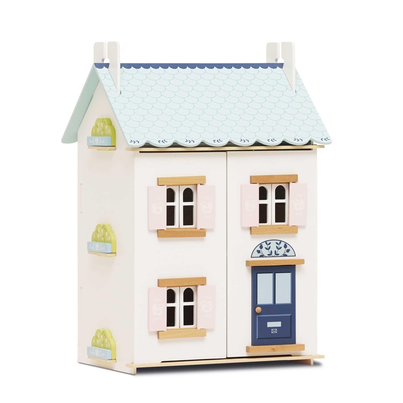 Le Toy Van – Blue Belle Wooden Doll House | Girls & Boys 3 Storey Wooden Dolls House Play Set – Suitable For Ages 3+