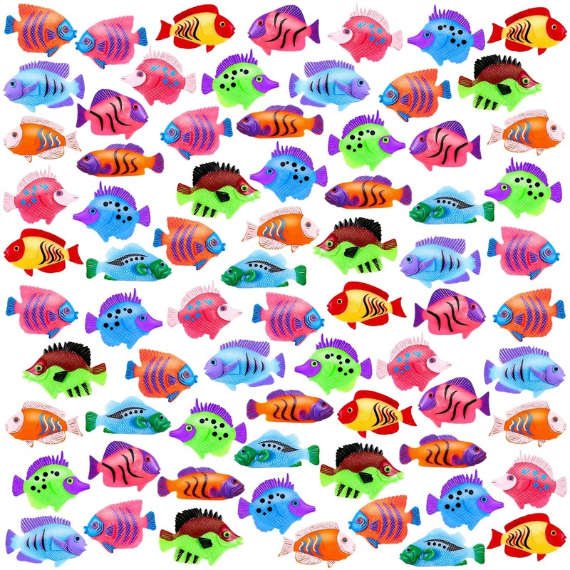 Lhsyfbz 72Pcs Plastic Fish Toys, Tropical Fish, Mini Plastic Fish, Toy Fish Set For Children’S Party Supplies And Decoration