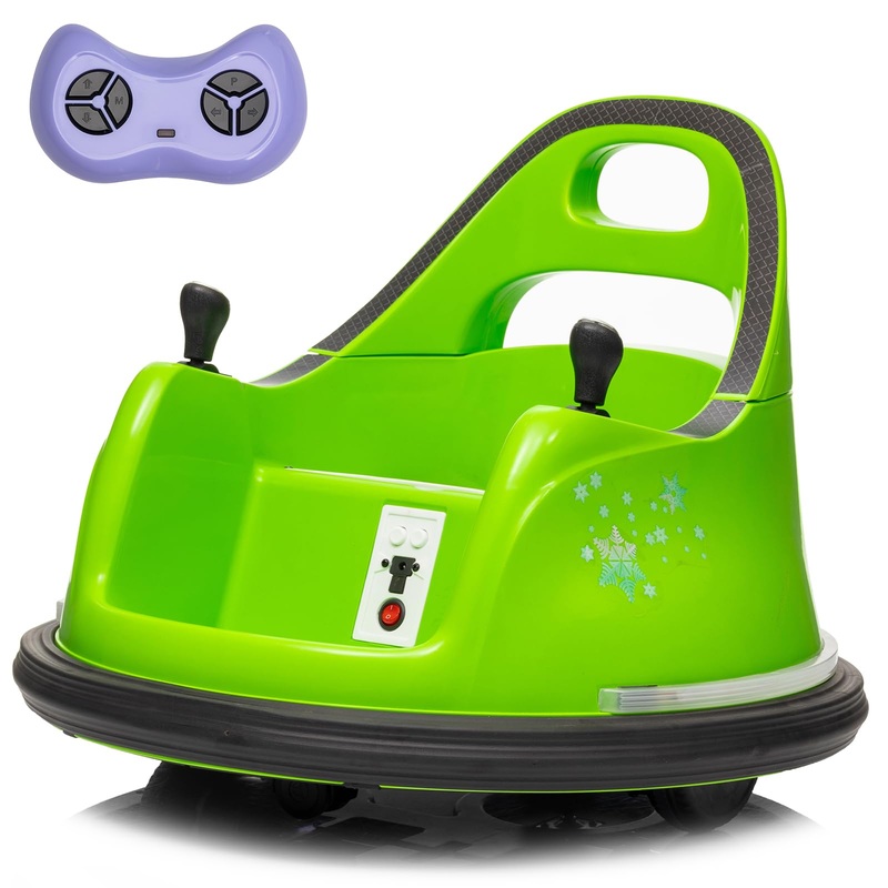 Luibas 12V Electric Ride On Bumper Car, Baby Bumping Toy Car Gifts – Electric Vehicle W/Remote Control, Music, Bright Led Lights