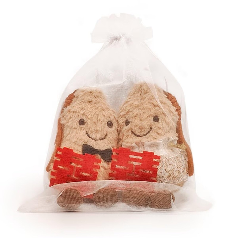 MUALML Peanut Plush Toy – 6” Bride & Groom Stuffed Toys, Adorable Food-Themed Wedding Decor, Unique, Fun Proposal or Bridal Sho