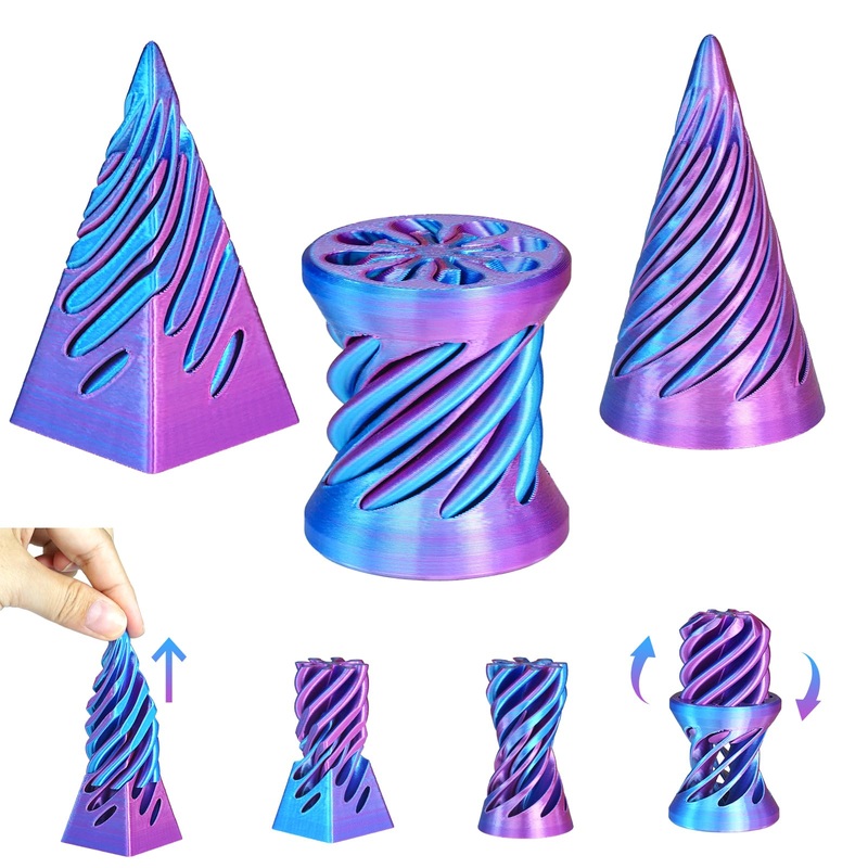 Mydhall 3PCS Impossible Cone,3D Printed Spiral Cone Fidget Toys,Impossible Pyramid Passthrough Sculpture,Stress Relieving Toys f