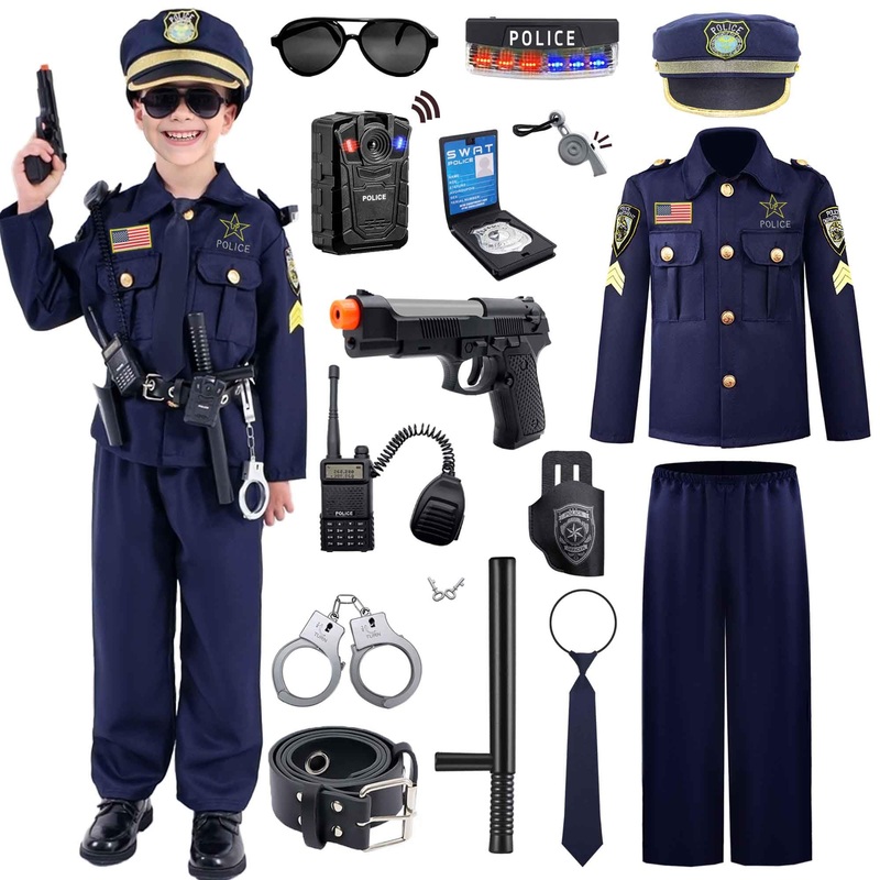 Police Officer Costume For Kids – Uniform With Accessories, Costume For Boys Girls, Cop Outfit Dress Up, Role Play Kit, Toddler