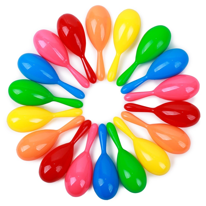 SALLYFASHION 30pcs Mini Maracas for Kids, 4.3 Inch Plastic Colorful Maracas Toy Mexican Fiesta Luau Party Noisemaker for Cinco d