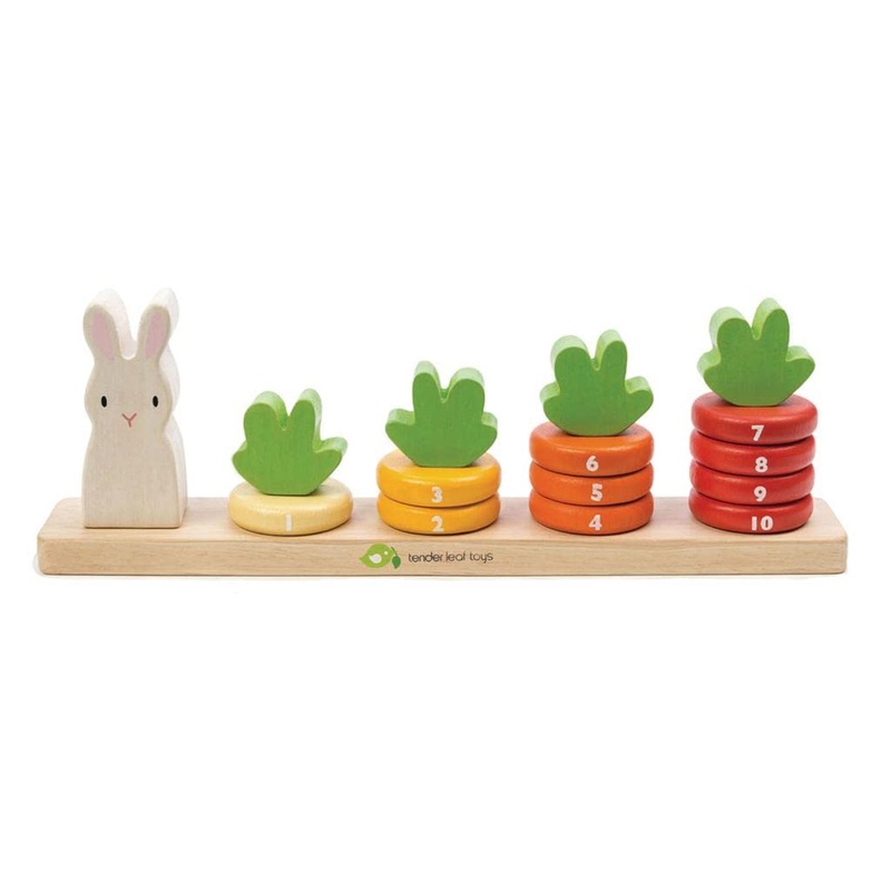 Tender Leaf Toys – Counting Carrots – Wooden Ring Stacker – Educational Toy For Early Learning, Counting, Color Sorting, And Han
