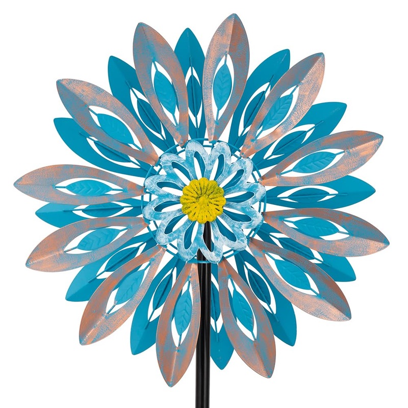 Viveta Wind Spinners,18 * 81” Large Outdoor Wind Spinner,Double-Side Wind Sculpture With 4 Sturdy Stake,Metal Windmill For Yard