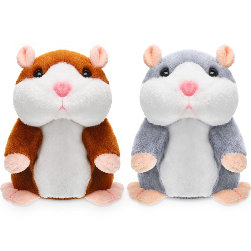 2 Pcs Talking Hamster Toys Repeats What You Say Plush Hamster Toy Interactive Toys Stuffed Hamster Repeating Plush Animal Toy Ea