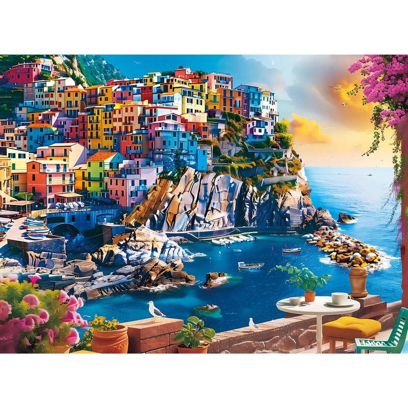 300 Piece Puzzles for Adults,Cinque Terre Large Piece Jigsaw Puzzle for Adults Kids Seniors,Recycled Cardboard Puzzle 300 Piece,