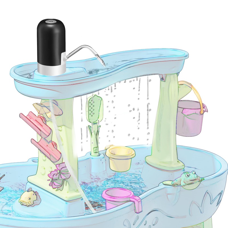 BUAEL Water Table Cover and Water Table Pump for Water Table,Water Table Accessories for Water Table for Kids Include a 2Hours o