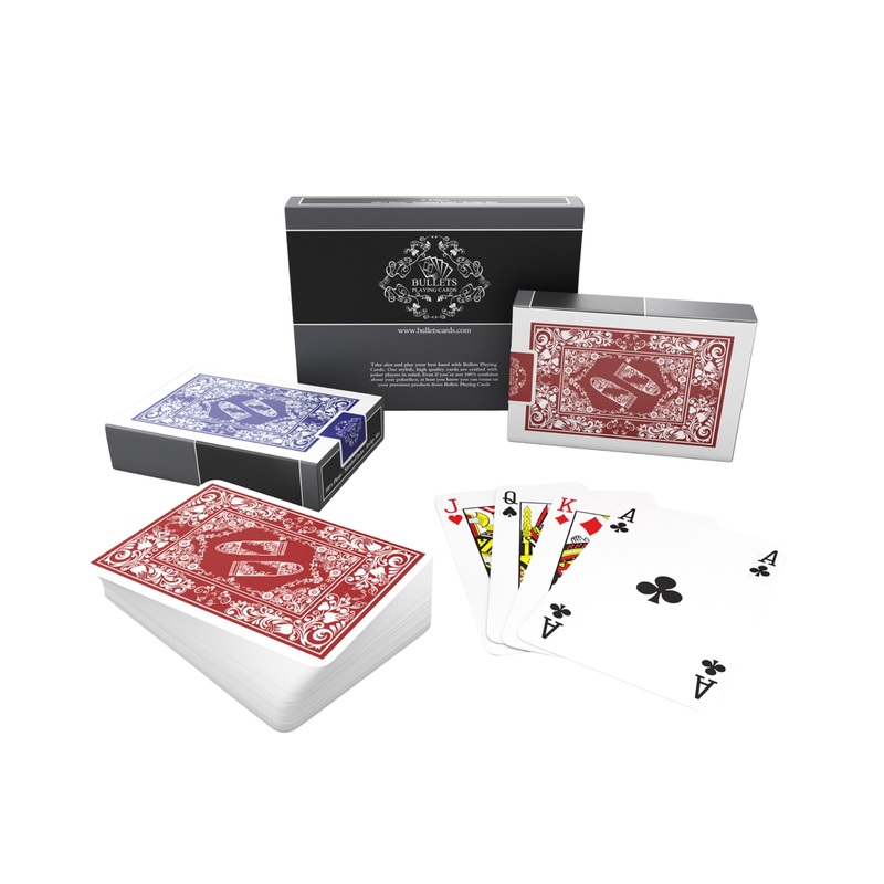 Bullets Playing Cards – Waterproof Plastic Playing Cards, 2 Decks, Four Pips, Whit Cut-Card, Durable Deck for Poker, Skat, Rummy