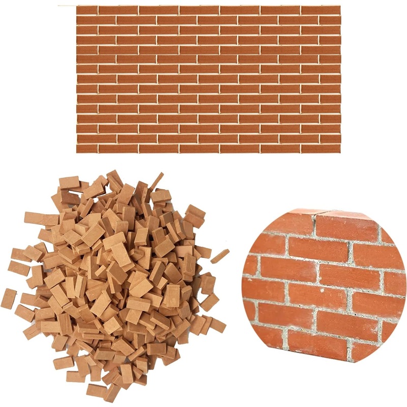 Cayway Mini Red Wall Bricks – 560 Pcs, Ideal for Landscaping, Dollhouse Miniature Gardens
