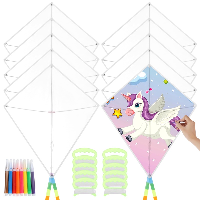 DIY Blank Kites 20 Packs, Bulk Kites DIY Kit for Kids DIY Decorating Coloring, Diamond Shaped Blank Making Craft Kit for Kids Ag