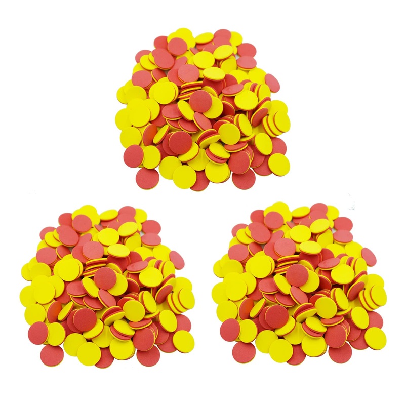 DNB 2-Color Foam Counters – 1 Inch Red-Yellow Double-Sided Math Counters, Early Learning Counting Chips, 600 Pieces