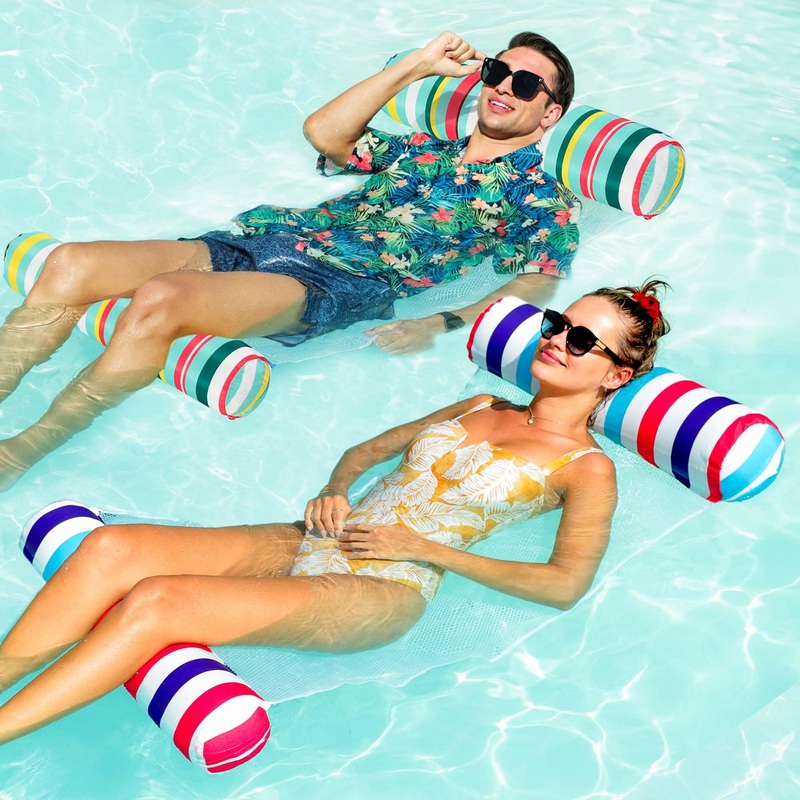 FindUWill 2Pack Inflatable Fabric Pool Floats Adults – XL Premium Water Floats Swimming Pool Float Floating Floaties Raft for Ad