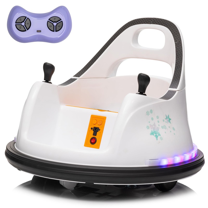 FINITO 12V Ride On Electric Bumper Car for Toddlers with Remote Control, 360 Degree Spin, LED Lights, Music, Safety Belt for Age