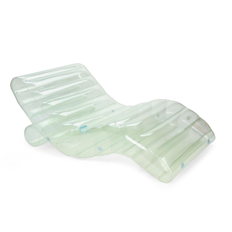 FUNBOY Giant Inflatable Luxury Seaglass Green Chaise Lounger, Chair Pool Float for Adults, Transparent Seaglass Green Material,