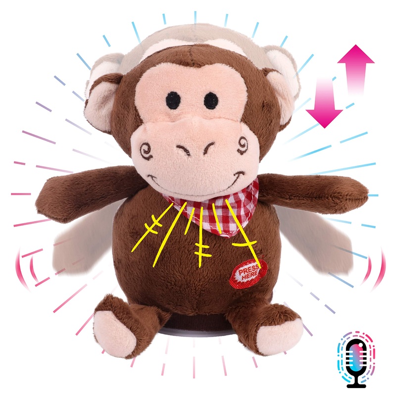 Hopearl Talking Monkey Repeats What You Say Nodding Electric Interactive Animated Toy Speaking Plush Buddy Birthday Festival For