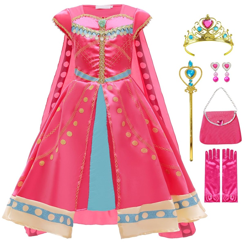 iTVTi Princess Arabian Costume for Little Girls Kids Jasmine Dress Up Halloween Party Outfit, 5-6 Years