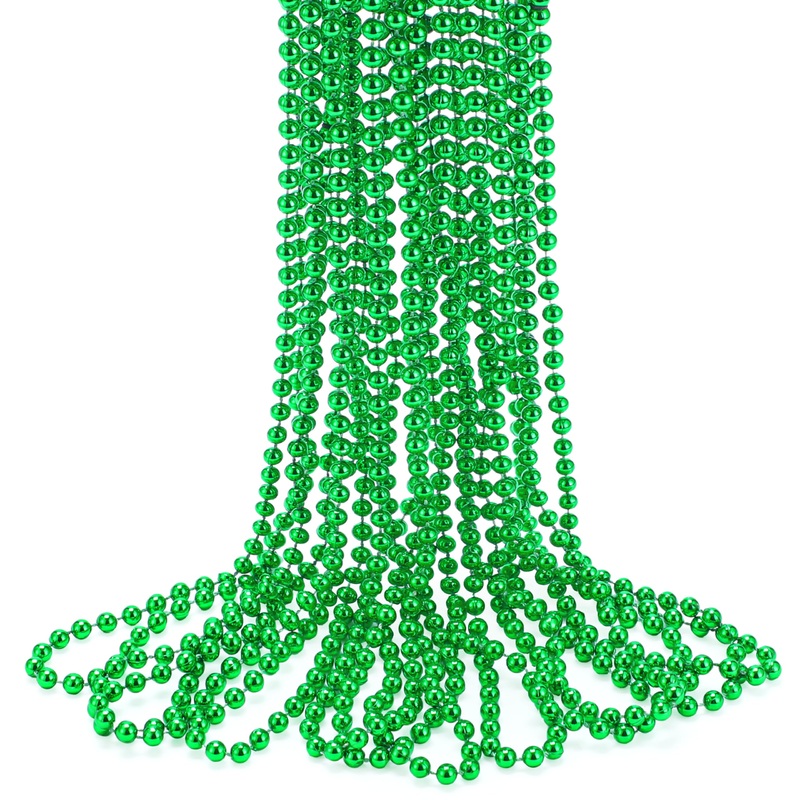Joyin 12 Pcs Mardi Gras Beads Necklace, Green Bead Necklace Metallic Colors Necklaces Set For Mardi Gras Party Favors Supplies,