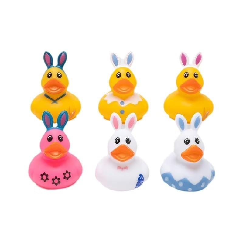 Lanhuiddup 6pcs Rubber Ducks,Easter’s Day Favor or Small Prize,Bath Decor Favors for Kids (Easter Duck)