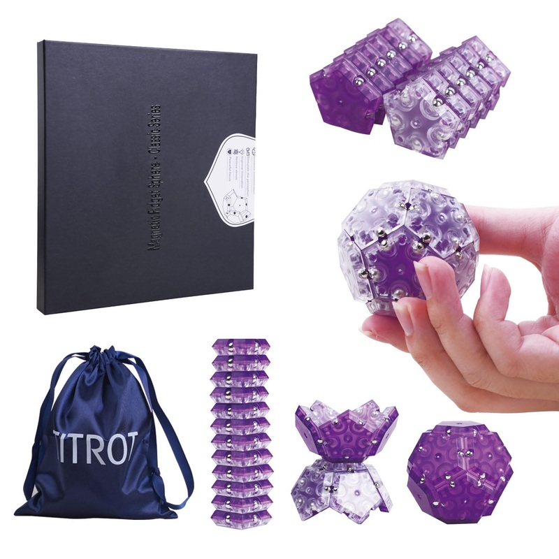 Magnetic Fidget Toy for Adults, 12-Piece Set Magnet Fidget Sphere, Creative Office Decor, Pentagons Magnetic Sensory Desk Toy fo