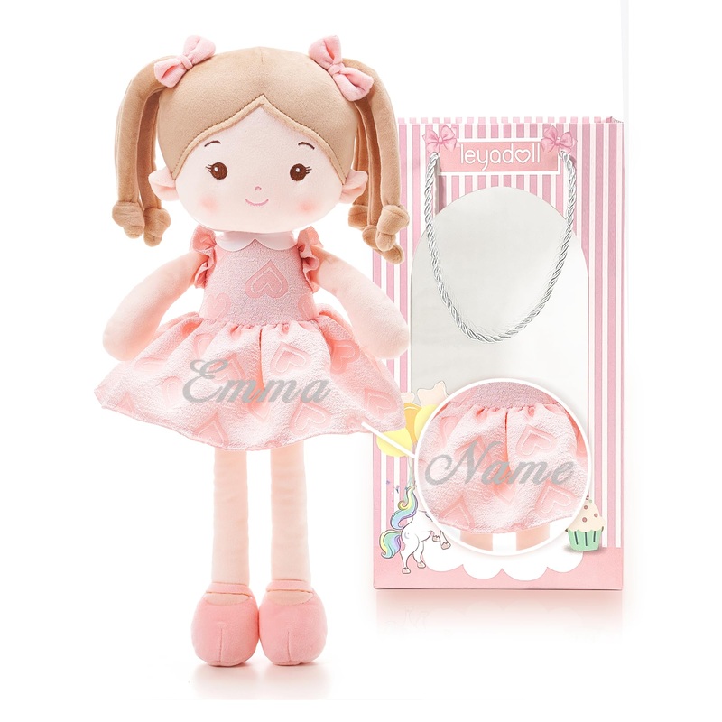 Personalized Soft Baby Doll Toys for Girls (16”), My First Birthday Gift, Christmas Dolls, Baby Rag Doll Plush Toys for Toddler