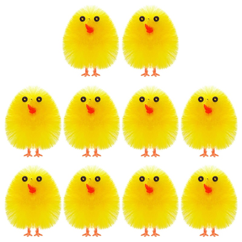 Plulon 60 Pcs Mini Chicks Easter Yellow Chickens Easter Chicks Fluffy Baby Chick Easter Chenille Chicks Easter Egg Bonnet Decora