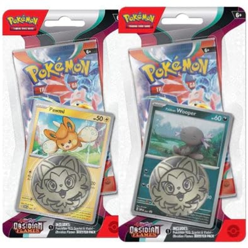 Pokemon TCG: Scarlet & Violet – Obsidian Flames Checklane Blister Packs (Pawmi and Wooper, 2 Pack)