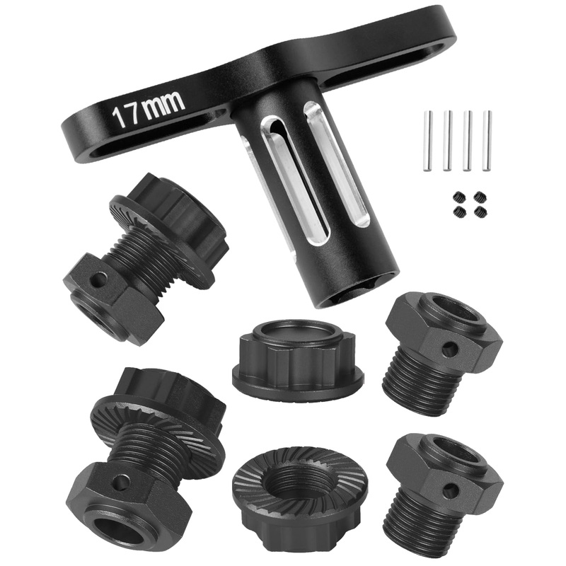RcarmubWow RC 17MM Wheel Hex Hubs & Wheel Nuts & Wheel Wrench Upgrades Part for 1/8 Mojave 4×4 4S BLX,1/10 Outcast 4S V2 BLX,Kra
