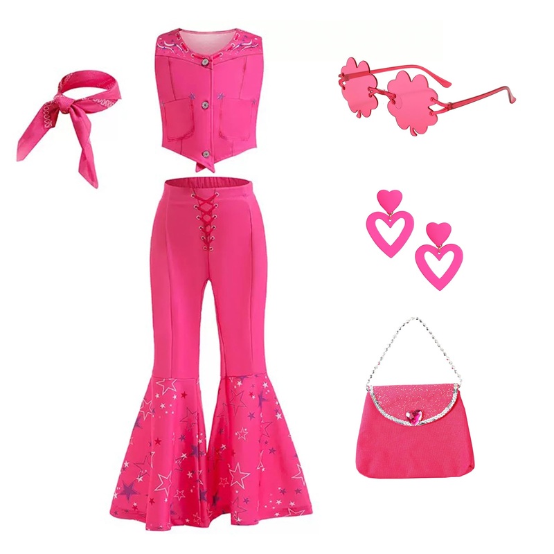 Shelovesit Girls Movie Doll Costume, Kids Rose Outfit Movie Cosplay Dress Up Halloween Birthday Party (130Cm/6T-7T)