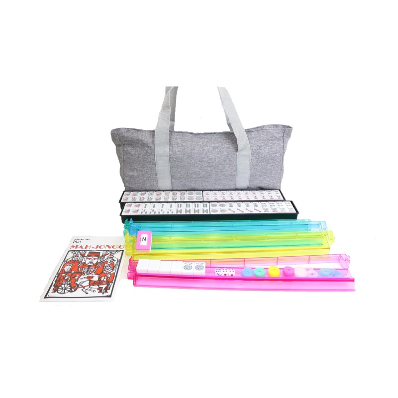 usamjtable 166 Tiles American Mahjong Set Soft Bag 4 All in One Color Pushers Racks Combo Easy Carry (Gray)