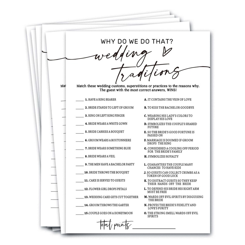 Wedding Shower Games Cards, Wedding Traditions Why Do We Do That, 25 Game Cards with 1 Answer Card, Engagement Party Wedding Gam