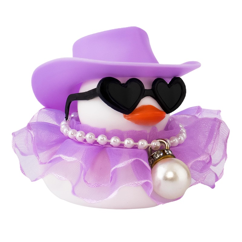 Wonuu Car Rubber Duck Decoration Cute Car Ornament Car Ducks For Dashboard With Dress Heart Shape Sunglasses Necklace, Purple Be