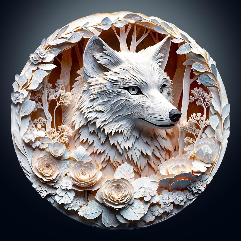 Wooden Puzzles For Adults, Flat Puzzle With 3D Visual Effect, White Wolf Wooden Jigsaw Puzzles For Adults 300 Piece, Unique Shap