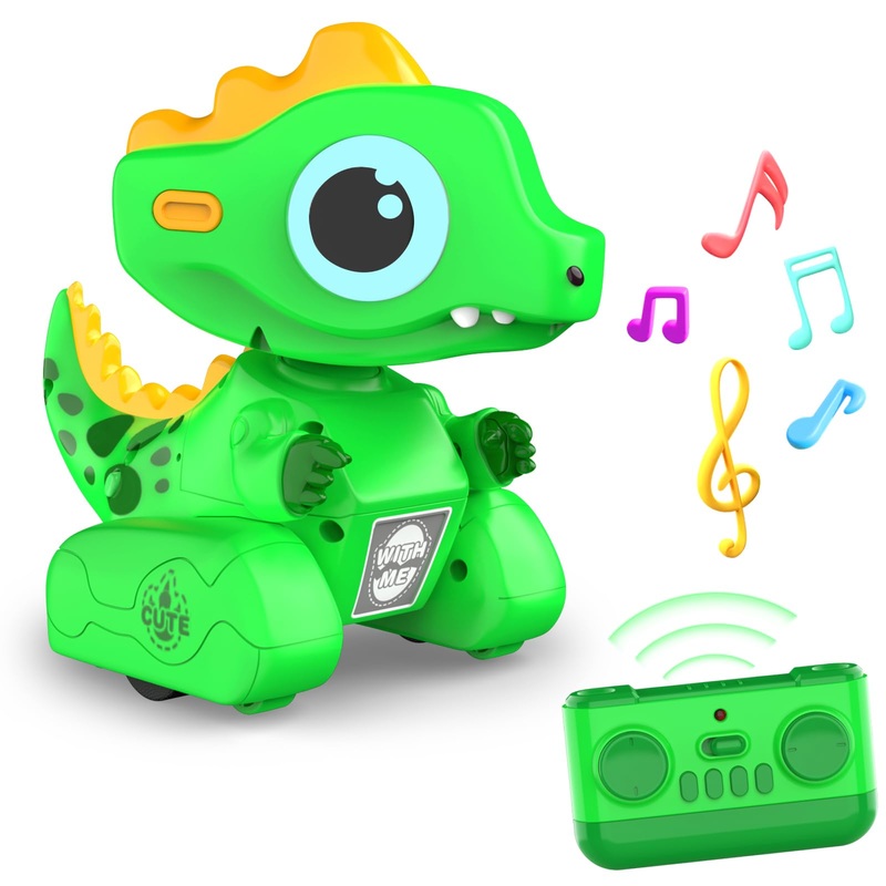 YUAN PLAN Remote Control Robot Dinosaur Toys, Dinosaur Toys for Kids, Robot Toy With LED Light Eyes, Auto-Demo, Recording, Repea