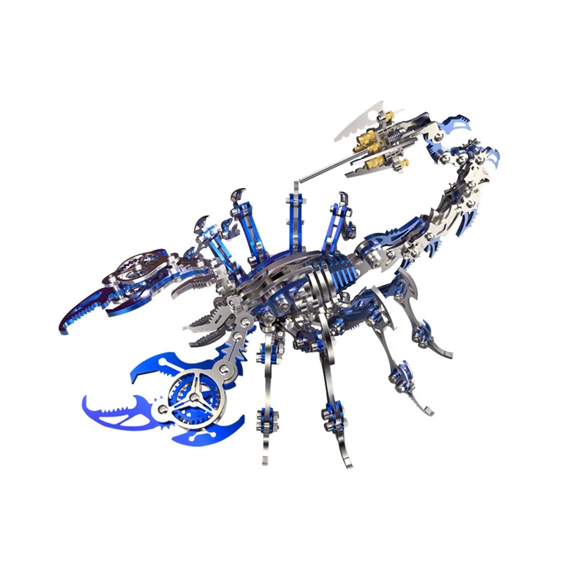 3D Metal Model Kits, Mechanical Scorpion King Blue 3D Metal Puzzle,Steel Warcraft Collection DIY Animal Brain Teasers Simple 3D