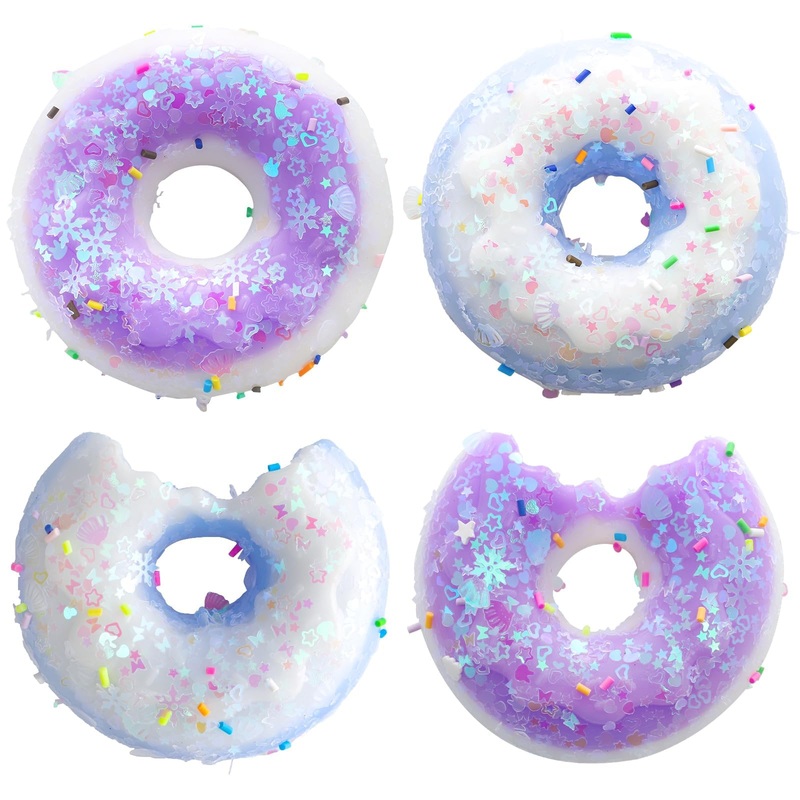 4 Pcs Taba Donut Squeeze Toys Kawaii Squi shies Sensory Toys Pinch Toys Cute Donut Mochi Toys for Party Favors, Gifts for Adults