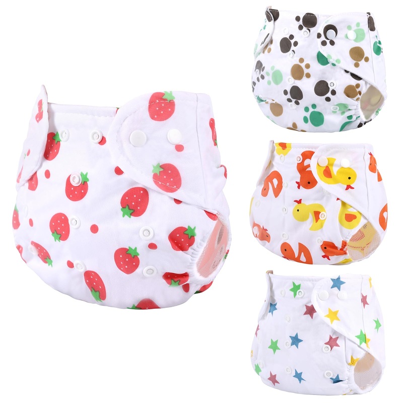 BABESIDE 4 PCS Baby Doll Diapers for 17-22 Inch Dolls Reusable Reborn Baby Dolls Underwear Adjustable Buttons for Infant Dolls B