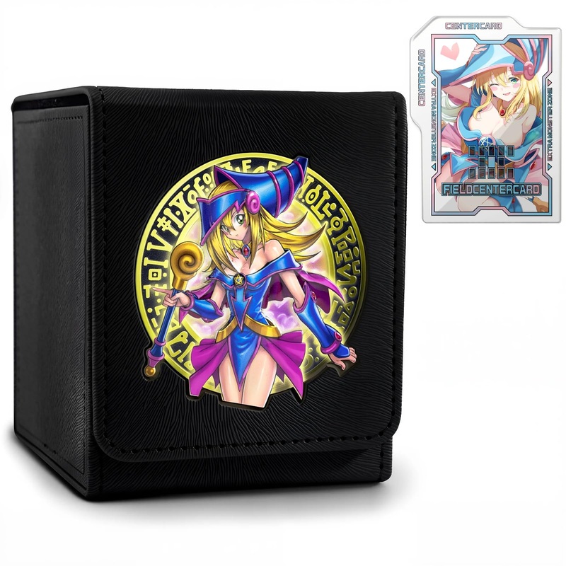 Card Deck Box for YGO MTG 3D sculpted relief Deck Box 110 Card Storage Trading Games Leather Storage with divider (Dark Magician
