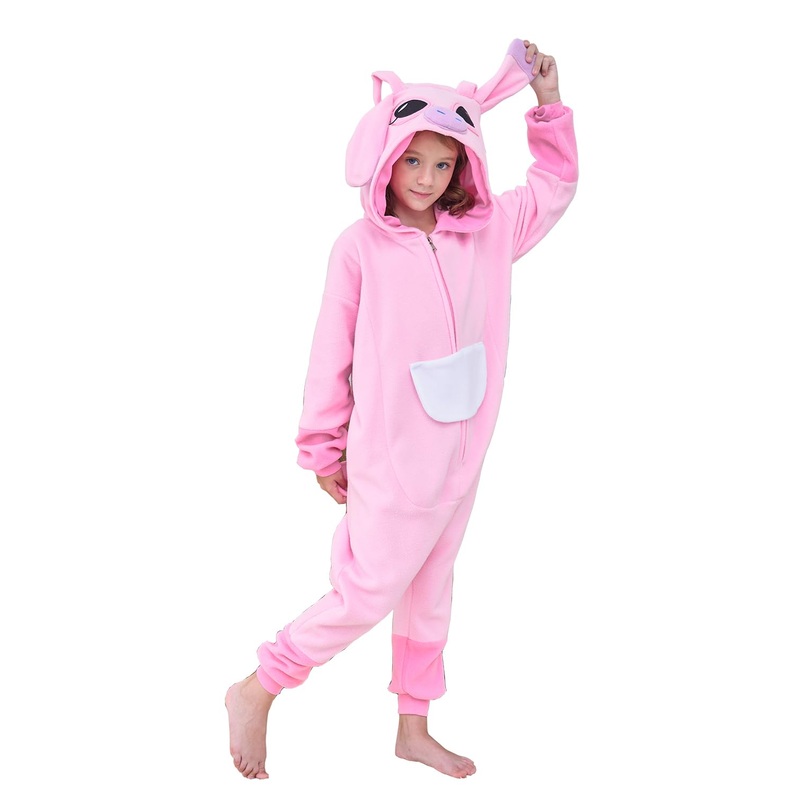 Cuteplush Kids Animal Pajamas Cosplay Costume Halloween Onesie 10 Years Pink