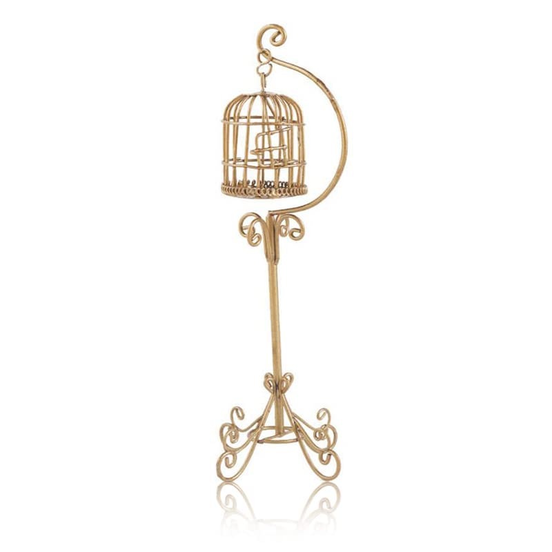 Dollhouse Birdcage 1:12 Scale Accessories Miniature Bird Cage Floor Stand Openable Cage Alloy Birdcage Model Mini House Decorati