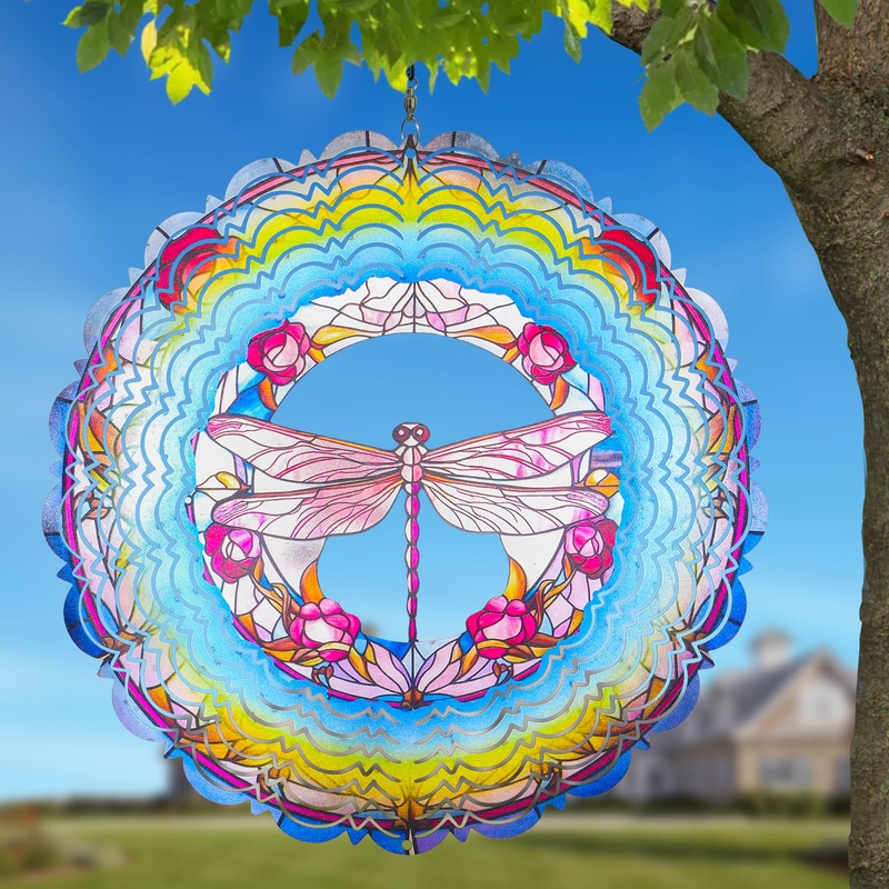 Dragonfly Metal Wind Spinners Gifts for Women Mom and Grandma,Hanging Wind Spinner Saint Patricks Day Decorations for Outdoor Ga