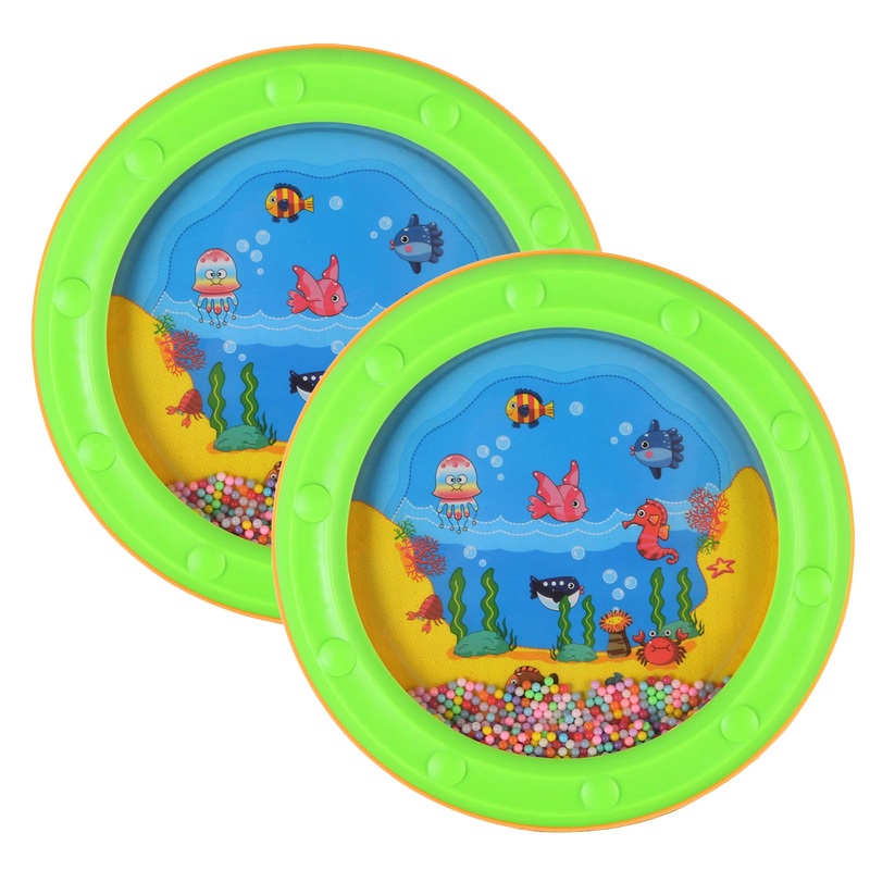 EASTROCK 10 Inch Ocean Drum Sea Sound Drum Percussion Instrument Wave Bead Drums Ocean Surf Effect Fish Graphic Sea Drum for Kid