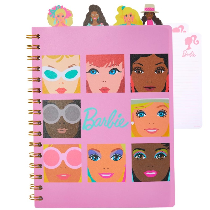 Innovative Designs Barbie Tab Journal Notebook for Kids, Spiral Bound, 96 Lined Pages, 8 x 7 inches, Pink