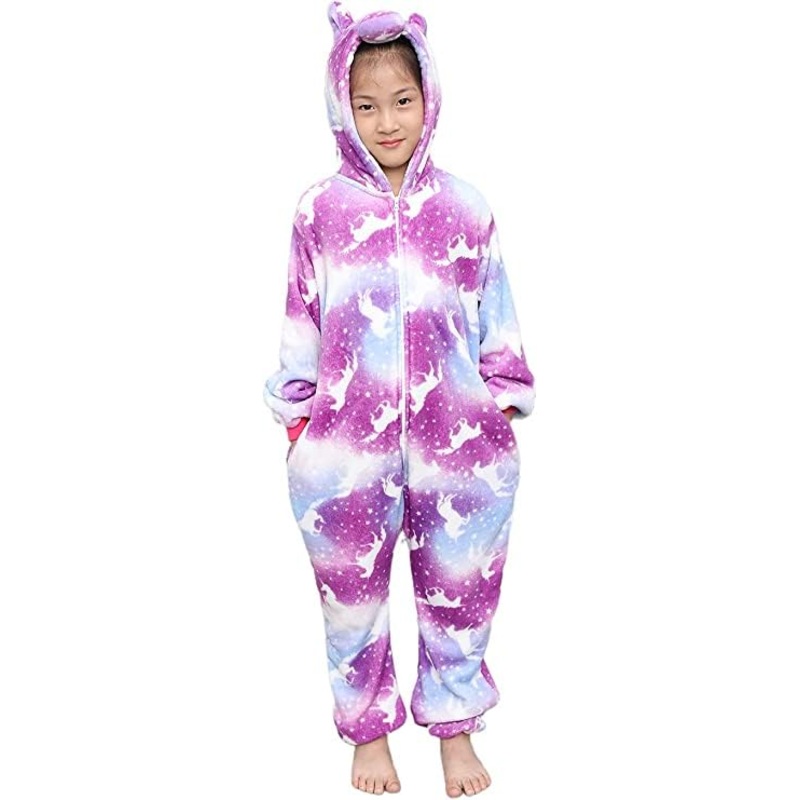 Kids Unicorn Onesie Animal Pajamas Cosplay Halloween Costume(10-12Years)