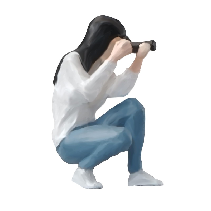 kivcmds Painted Figure 1:64 Scale Mini Model Trains Architectural Plastic People Figures Squatting Photography Girl Figure Model