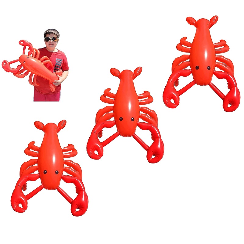 Large 20” RED Blow-up Inflatable Lobster Pool Toy Luau Nautical Clam Bake Beach Hawaii Key West Theme Party Decoration (3 Pack)