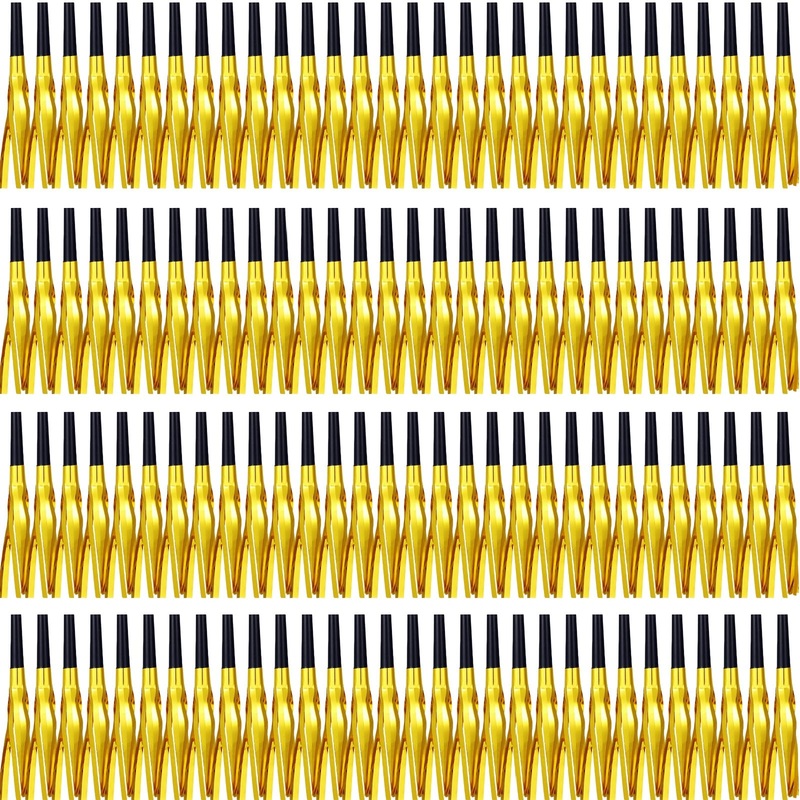 LCPQMZGH 120 Pcs Gold Noise Makers, Metallic Fringed Noise Makers for New Year Party Favor Supplies (Gold)